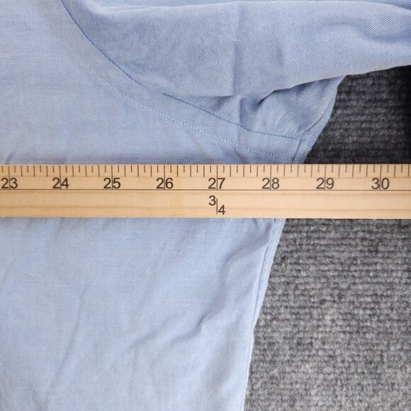 Brooks Brothers 18 35 Button-Down Cotton Traditional Blue Solid Pocket Shirt Men - Picture 13 of 16